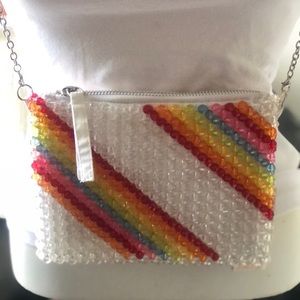 Beaded rainbow crossbody purse.